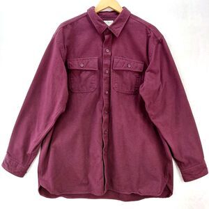 LL Bean Chamois Flannel Shirt Men XLT Tall Maroon Traditional Fit Button Up Work